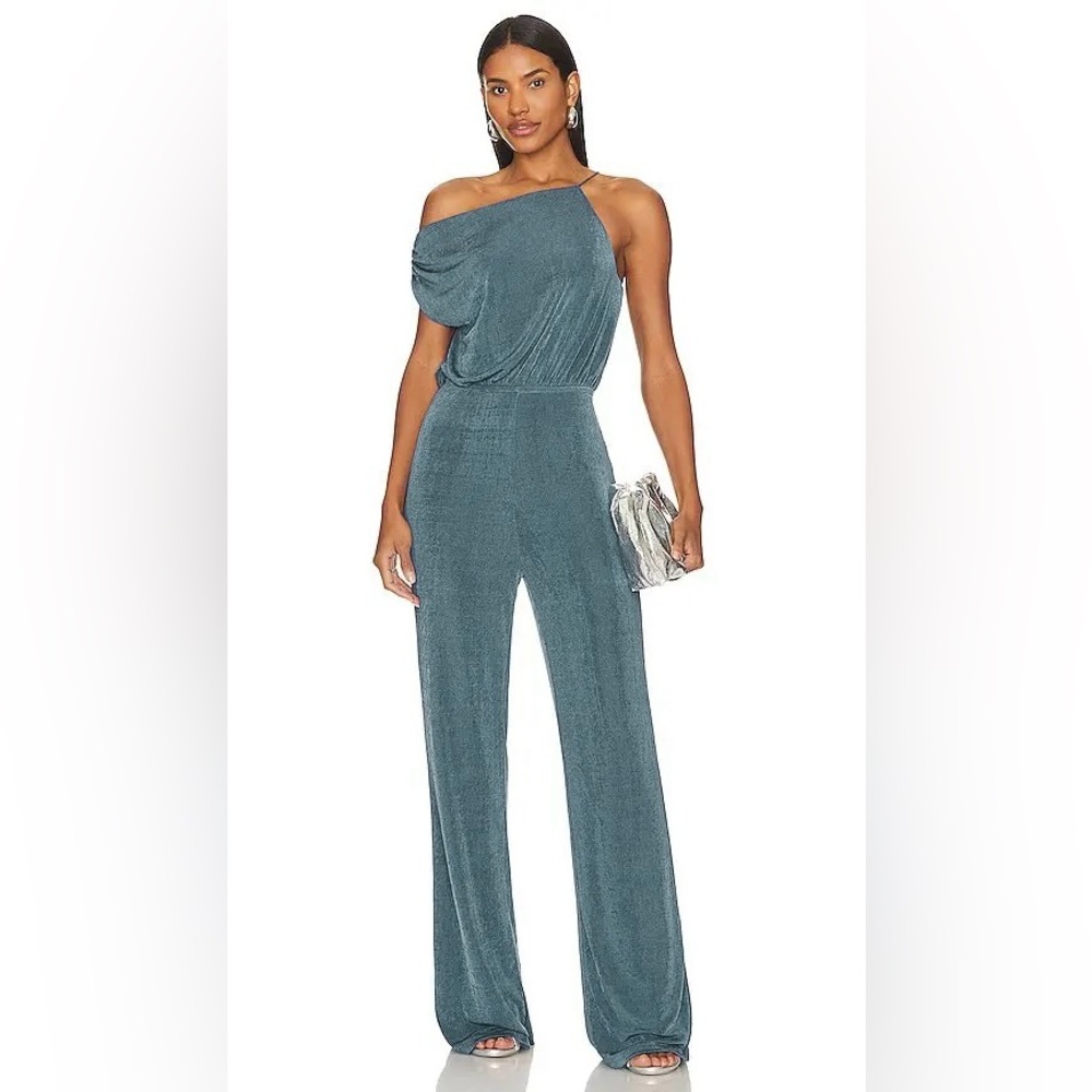 NWT MISHA Collection Emer Blue Asymmetric Jumpsuit Small